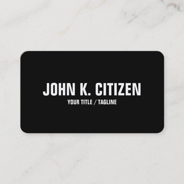 Bold Text Rounded Business Card - black / white (Front)