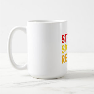 Bold Text "STRETCH, SWEAT, REPEAT." on White Backg Coffee Mug