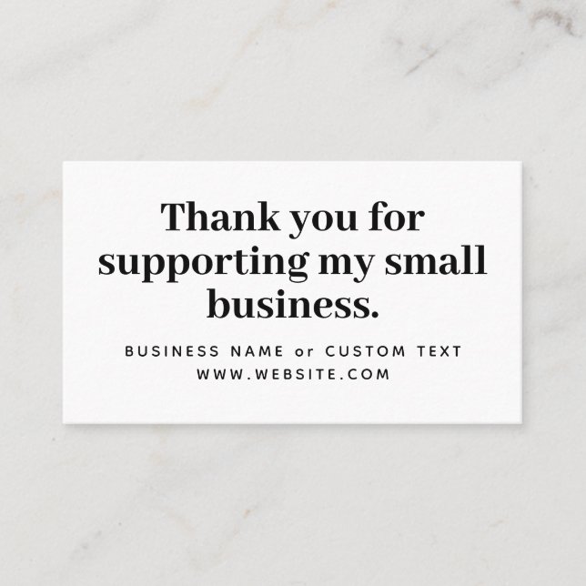 Bold Thank You For Supporting My Small Business Business Card (Front)