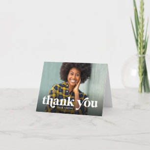 Bold thank you simple photo folded note card