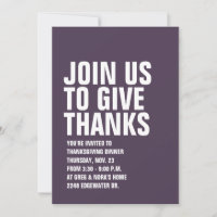 Bold Thanksgiving dinner invitation