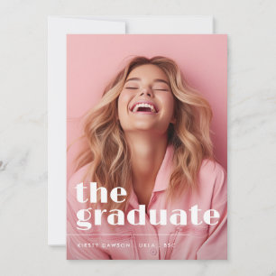 Bold THE GRADUATE Script Two Photo GRADUATION Announcement