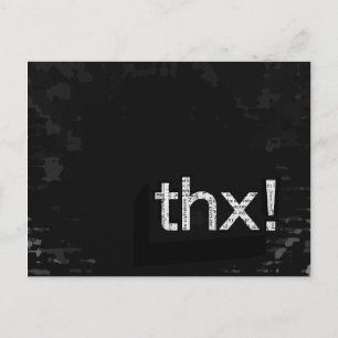 Bold "THX!" Newspaper Print Typography Postcard