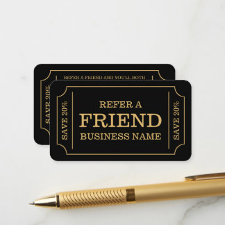 Bold Ticket Style - Black & Gold - Referral Card