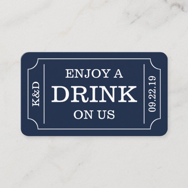 Bold Ticket Style "Enjoy A Drink On Us" Template (Front)