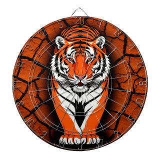 Bold Tiger on Cracked Earth Backgroun Dartboard
