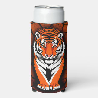 Bold Tiger on Cracked Earth Backgroun Seltzer Can Cooler