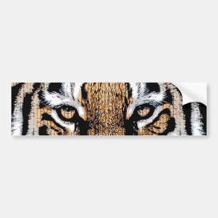 Bold Tiger Portrait Graphic Press Style Bumper Sticker