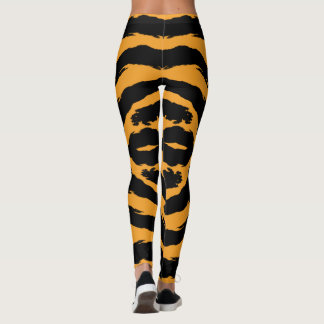 Bold Tiger Stripe Pattern Black Orange Animal Skin Leggings