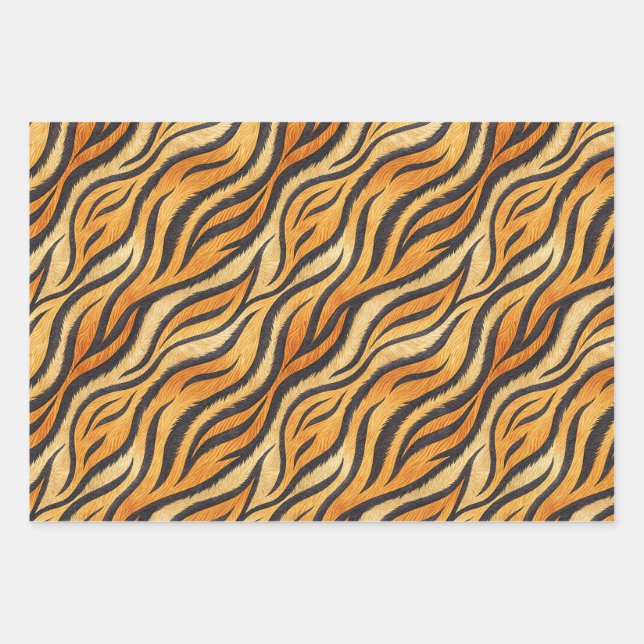 Bold Tiger Stripe Pattern – Exotic Animal Print Wrapping Paper Sheet (Front)