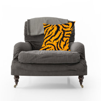 Bold Tiger Stripes Pattern in Orange and Black Cushion