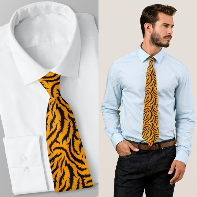 Bold Tiger Stripes Pattern in Orange and Black Tie (Creator Uploaded)
