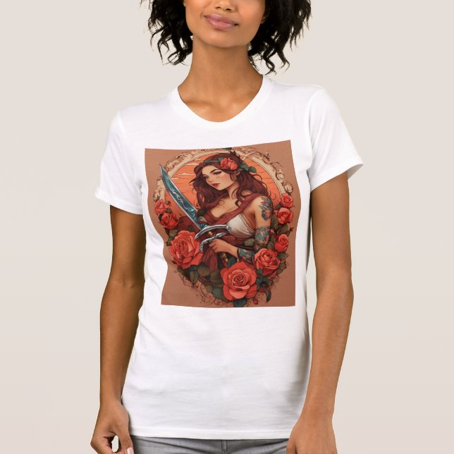 "Bold & Timeless: American Traditional Tattoo Desi T-Shirt (Front)