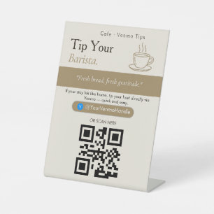 Bold Tip Your Barista QR Code Sign Venmo Tips