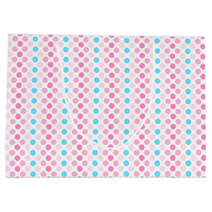 Bold Transfeminine Pride Flag Colours Polkadots Large Gift Bag
