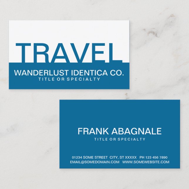bold TRAVEL (colour customisable) Business Card (Front/Back)