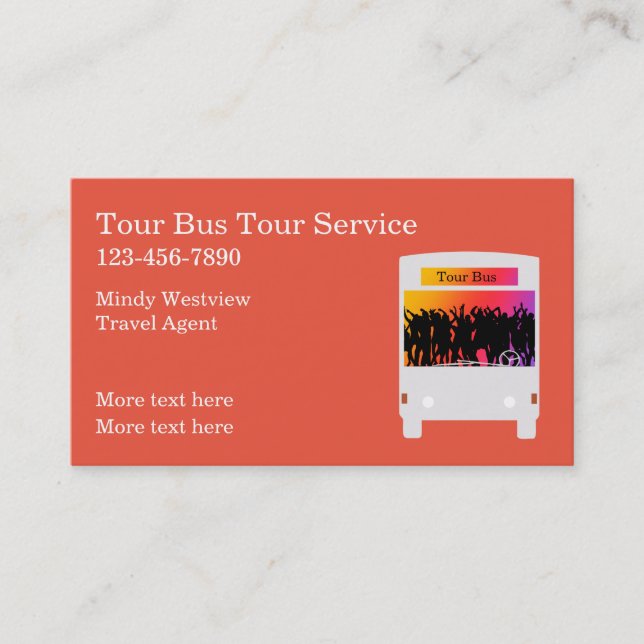 Bold Travel Tour Bus Theme Business Cards (Front)