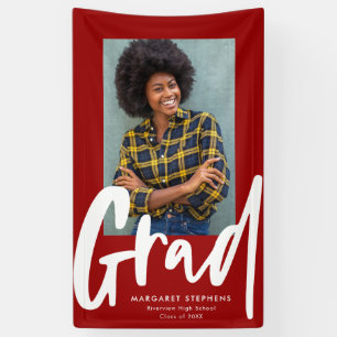 Bold trendy grad red graduation photo banner