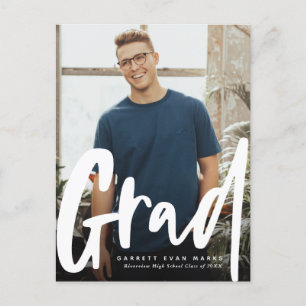 Bold trendy graduation invitation postcard