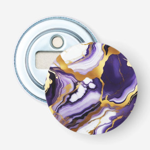 Bold Trendy purple yellow Gold faux marble Bottle Opener