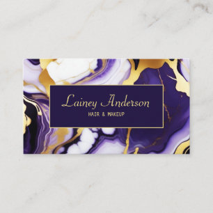 Bold Trendy purple yellow Gold faux marble Business Card