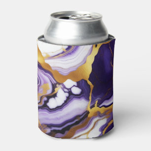 Bold Trendy purple yellow Gold faux marble Can Cooler