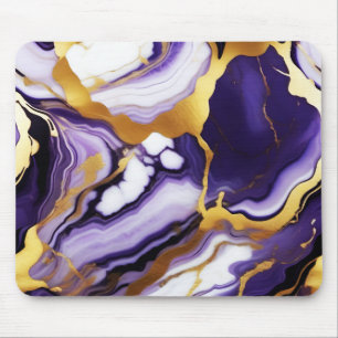 Bold Trendy purple yellow Gold faux marble Mouse Pad