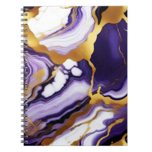 Bold Trendy purple yellow Gold faux marble Notebook
