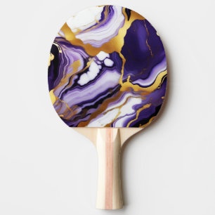 Bold Trendy purple yellow Gold faux marble Ping Pong Paddle