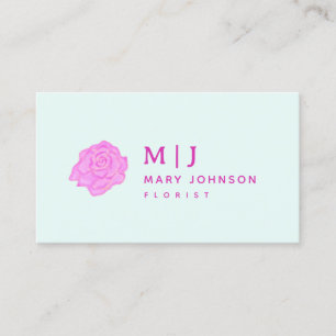 Bold Trendy Rose Watercolor Pink Floral Business Card