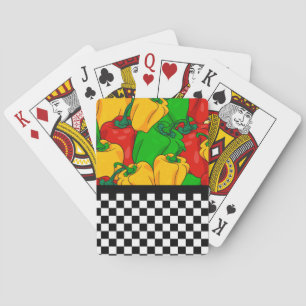 Bold Tri Coloured Peppers and Chequerboard Playing Cards