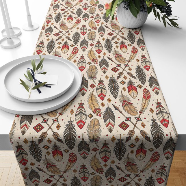 Bold Tribal Feathers Arrows Table Runner Ethnic (Bold Tribal Feathers Arrows Table Runner Ethnic)