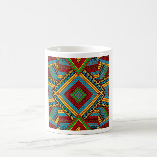 Bold Tribal Geometric Pattern Colourful Ethnic Boh Coffee Mug (Creator Uploaded)