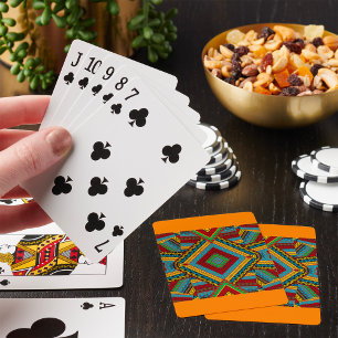 Bold Tribal Geometric Pattern Colourful Ethnic Boh Playing Cards