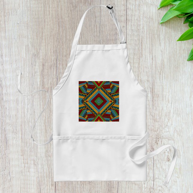 Bold Tribal Geometric Pattern Colourful Ethnic Boh Standard Apron (Creator Uploaded)