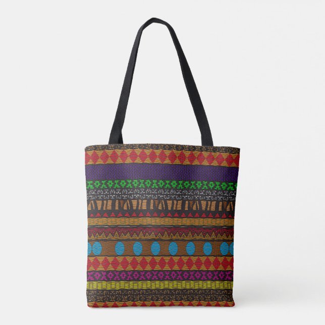 Bold Tribal Pattern Colourful Tote Bag (Back)