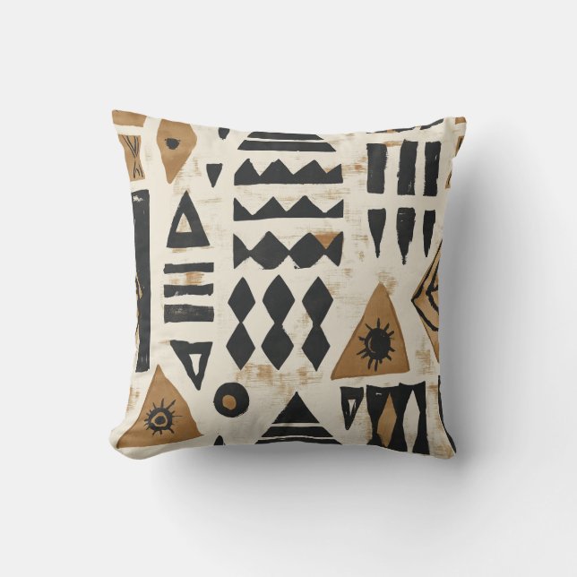 Bold Tribal Symbols Pillow (Front)