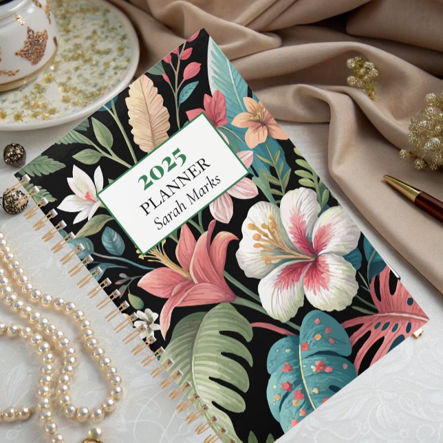 Bold Tropical Botanical Pattern Monogram Planner (Creator Uploaded)
