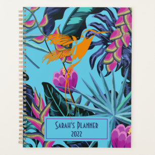 Bold Tropical Foliage Pattern with Hummingbird Planner