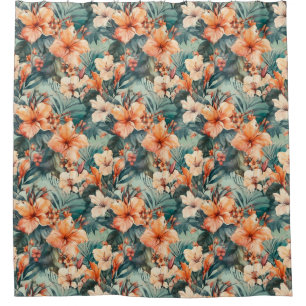 Bold Tropical Hibiscus Shower Curtain