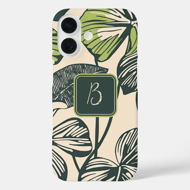 Bold Tropical Leaves Monogram Case-Mate iPhone Case (Back)