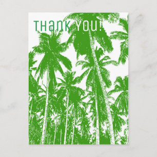 Bold Tropical Palm Trees Pattern & Thank You Postcard