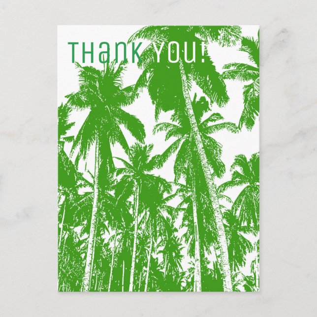 Bold Tropical Palm Trees Pattern & Thank You Postcard (Front)