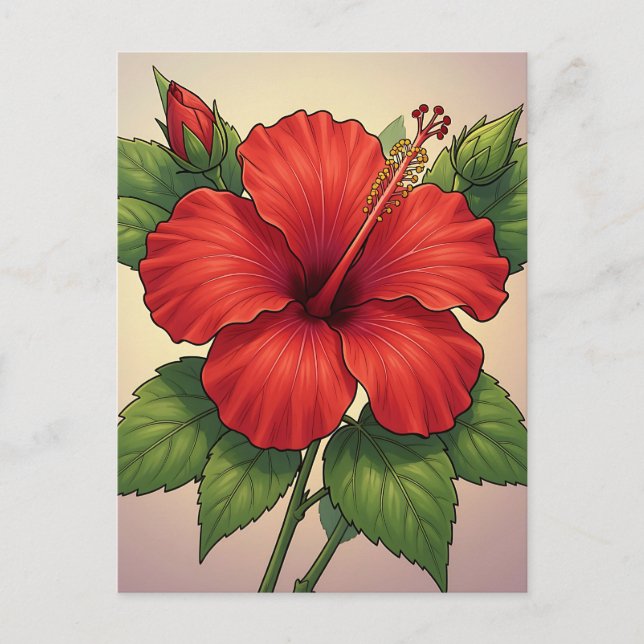 Bold Tropical Red Hibiscus Postcard (Front)