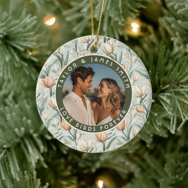 Bold Tulip Fantasy Beach Wedding Ceramic Ornament (Tree)