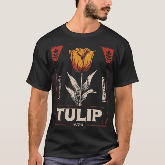 Bold Tulip Flower Dutch Heritage Vintage Design T-Shirt (Front)
