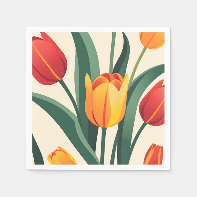 Bold Tulip Illustration Napkin (Front)