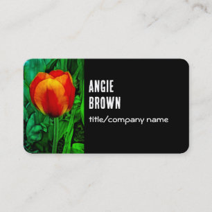 bold tulips flower nature photography on black business card