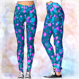 Bold turquoise purple pink glitter confetti teal leggings