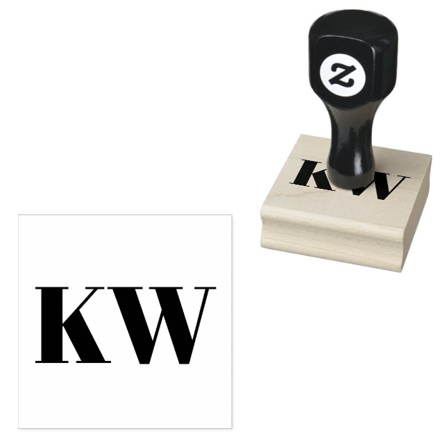 Bold Two Initial Monogram Serif Letters Custom Rubber Stamp (Stamped)